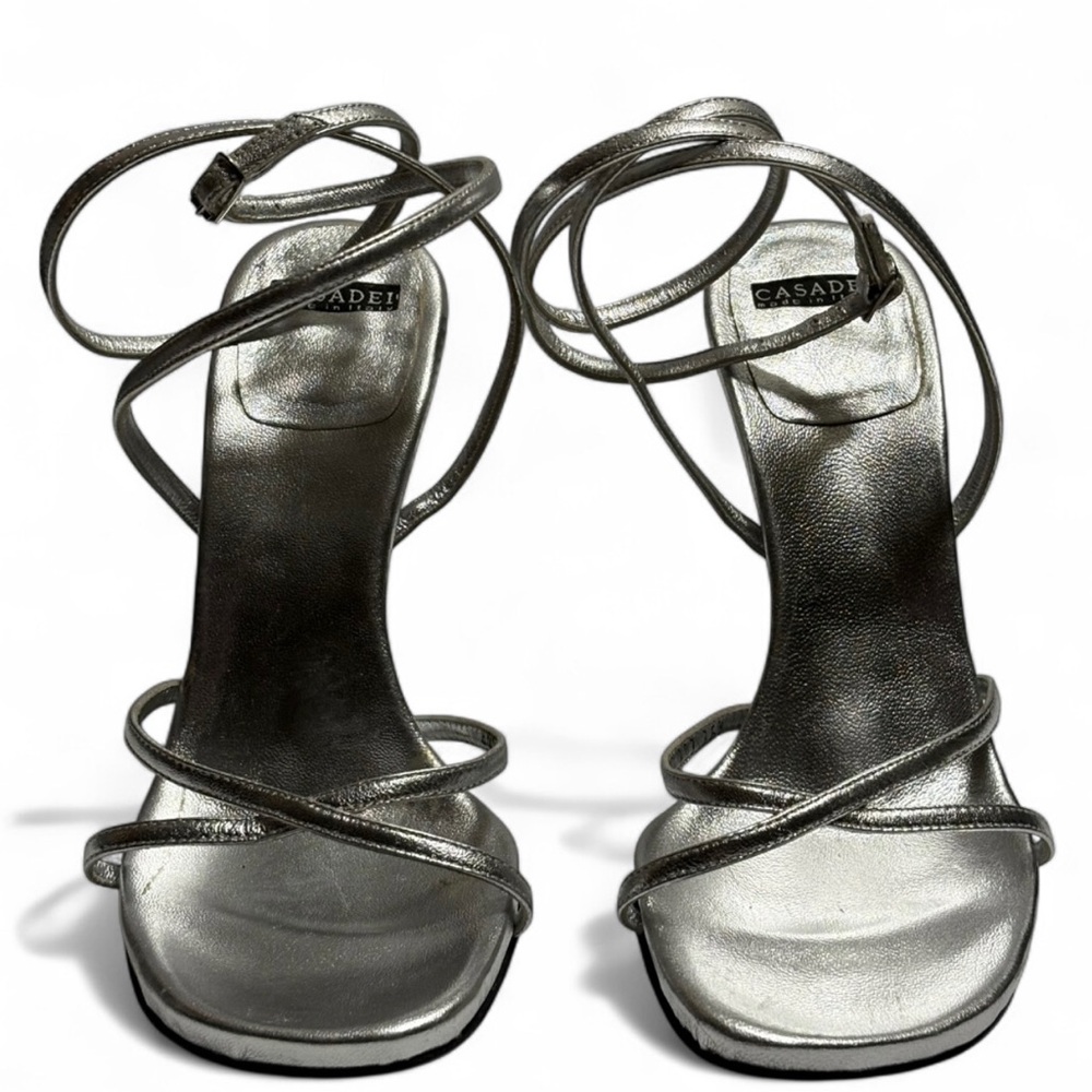 Casadei Silver Strappy Heels - Picture 2 of 6